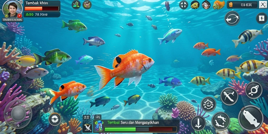 Screenshot gameplay menampilkan aksi menembak ikan yang seru.
