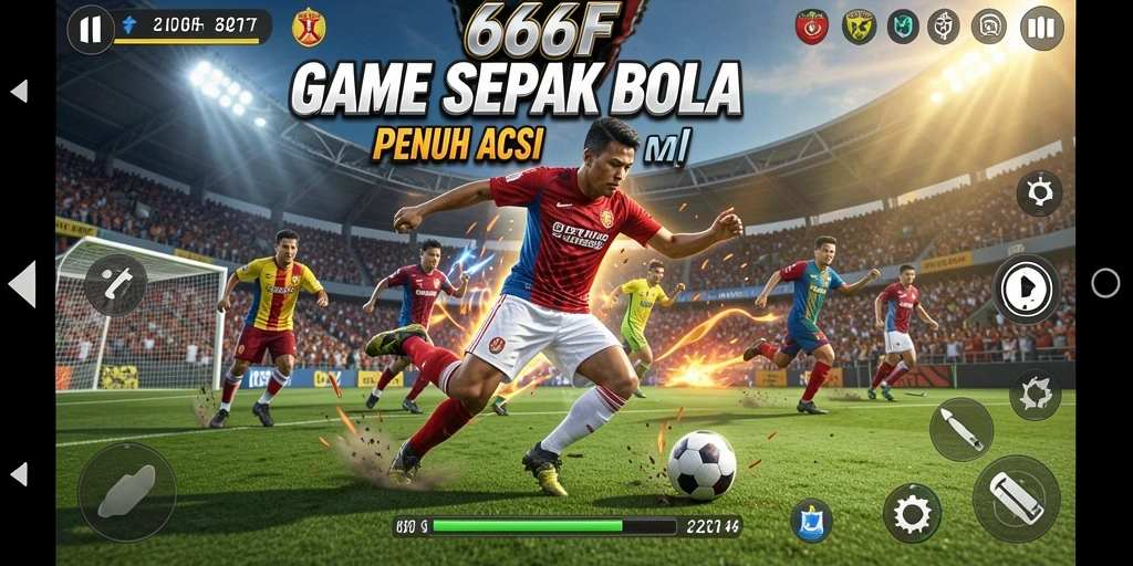 Tampilan gameplay mendebarkan dari pertandingan sepak bola di 666F.