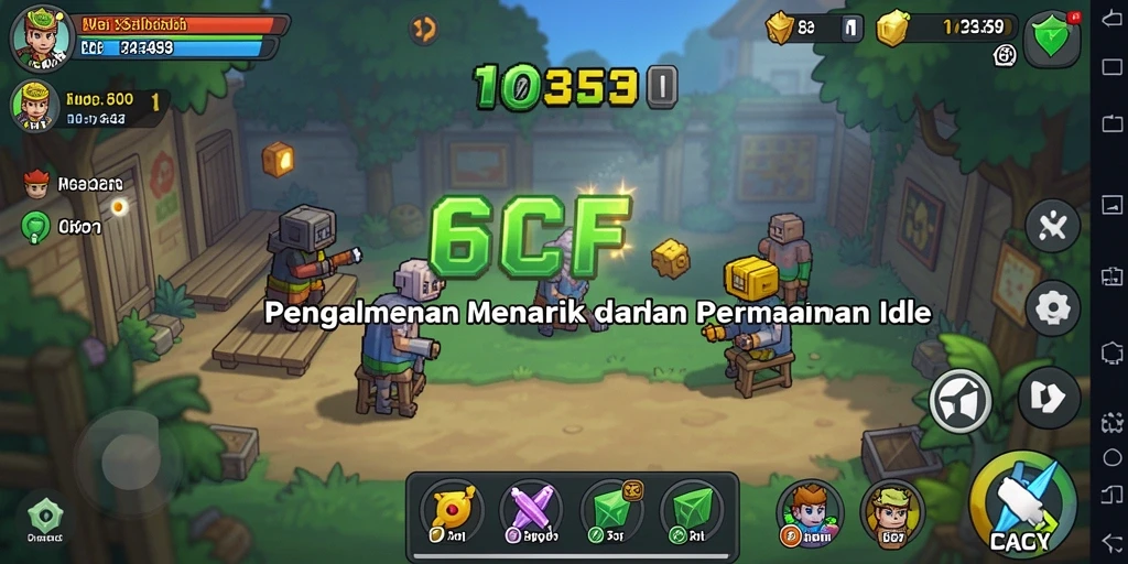 Tangkapan layar gameplay 6CF menunjukkan aksi karakter dalam pertarungan Idle.