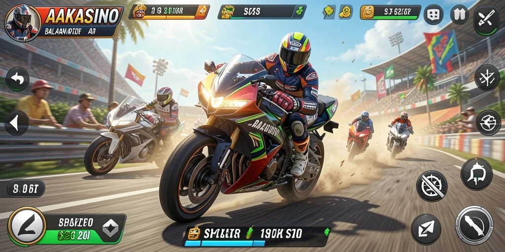 Tangkapan layar AAKASINO menampilkan balapan motor penuh emosi dan kecepatan.