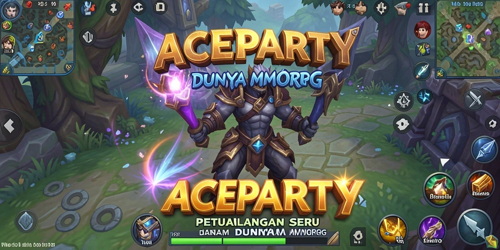 Screenshot gameplay ACEPARTY menampilkan pertempuran epik dalam dunia MMORPG.