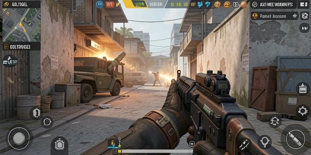 Tangkapan layar dari gameplay GOLTOGEL menampilkan aksi tembak-menembak yang seru.