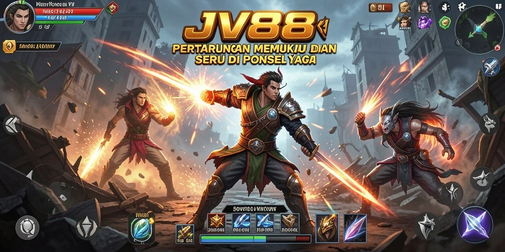 Screenshot gameplay JV88 menampilkan pertarungan seru antara karakter.