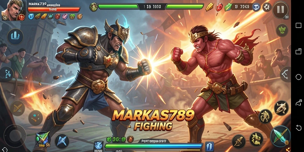 Screenshot utama MARKAS789 menunjukkan pertempuran seru dan teknik bertarung yang memukau.