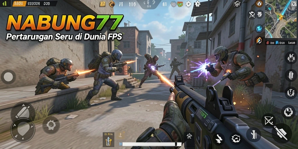 Tampilan gameplay NABUNG77 yang intens dan seru dalam pertarungan FPS.