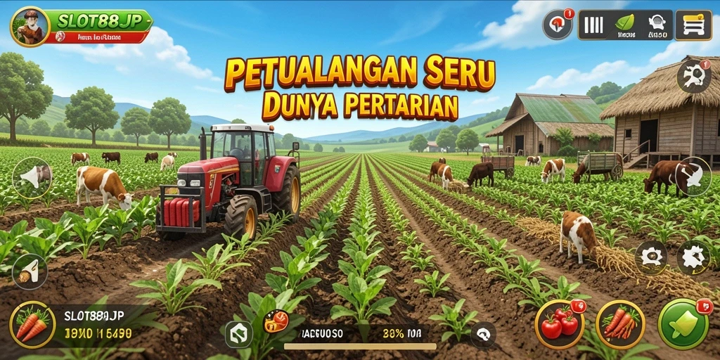 Tampilan gameplay menarik dari SLOT88JP dengan berbagai tanaman dan hewan.